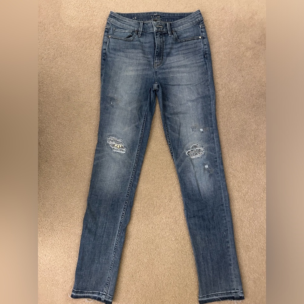 White House Black Market Slim High-Rise Embellished Jeans